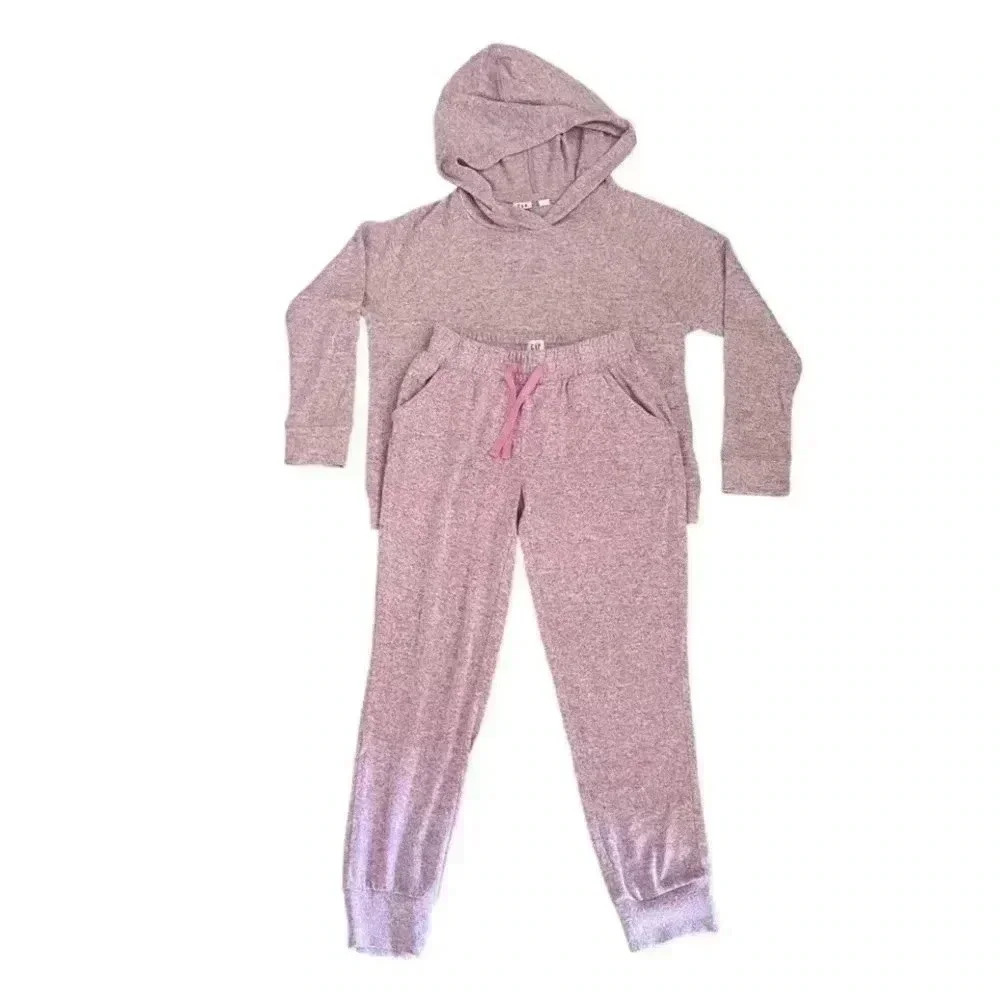 Gap Girls Heather Pink Long Sleeves Hooded Top and Bottom Set SZ S # 1084